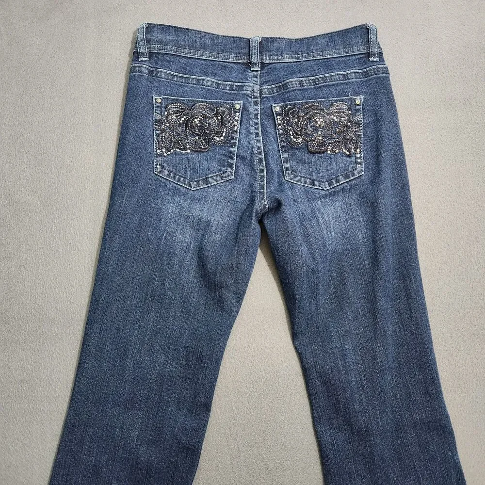 WHBM Women 2 Dark Wash Low Rise Bootcut Jeans
